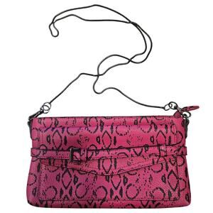 REED Hot Pink Black Faux Snake Print Crossbody Purse Party Cocktail Going Out